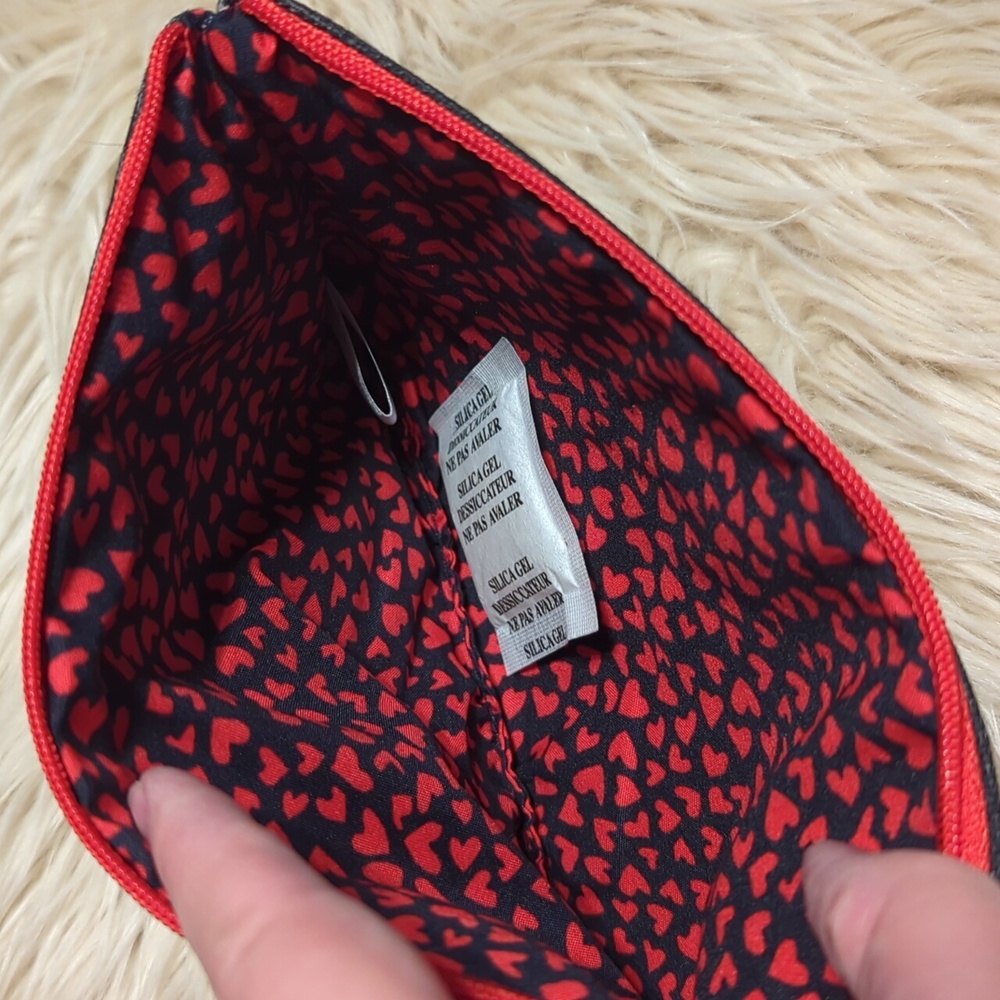 Brighton 2020 Red Heart Leopard  Print Canvas Clutch Pouch Cosmetic Zip Top Bag - Picture 5 of 5